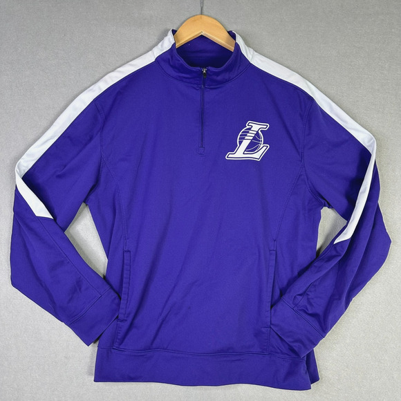 Los Angeles Lakers 1/4 Zip Pullover Purple White Track Jacket Adult M Augusta - Picture 2 of 8